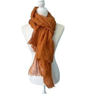 Zara Linen Scarf Deep Orange NWT